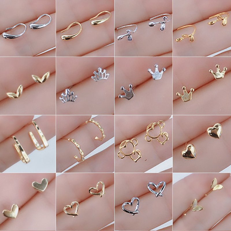 韩版s925银针耳钉简约几何耳环时尚迷你一周耳钉女合集1