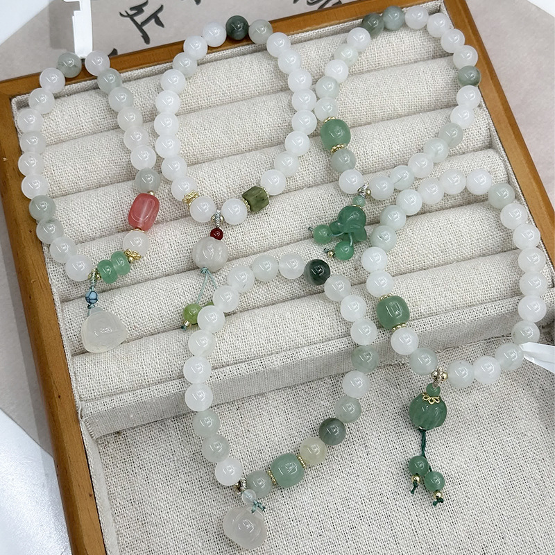 天然石串珠手串天山翠葫芦手链国潮新中式设计平安扣吊坠手链