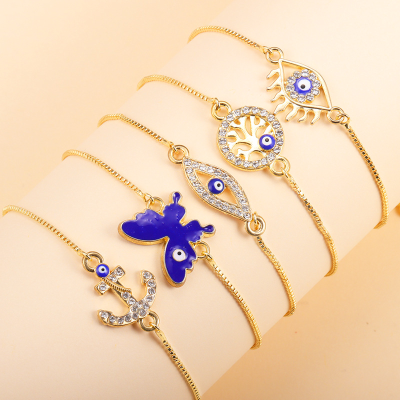 款恶魔之眼手链女手工串珠欧美时尚眼睛手环简约外贸